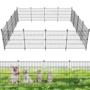 10 Panels No Dig Decorative Outdoor Garden Fence with Gate for Yard, 40 in(H) X 23.6 ft(L) Animal Barrier Fencing Rustproof Metal Wire Panel Border for Dog, Rabbits, and Patio Temporary Ground Stakes