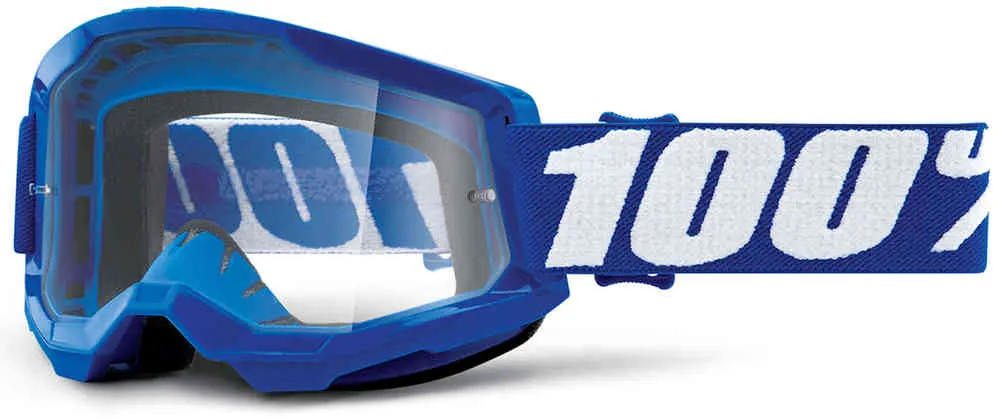 100% Strata 2 Clear Motocross Goggles, Blue/White