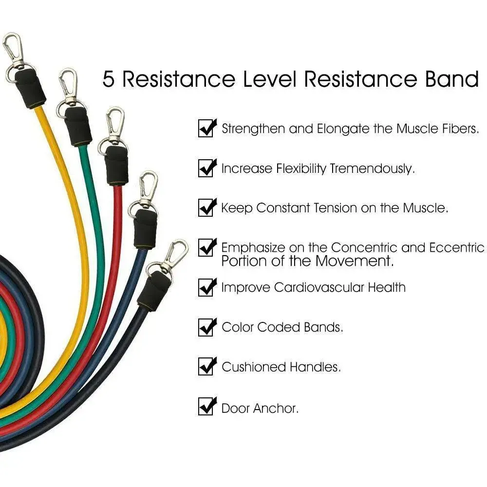 11-Inch Upgrade Resistance Loop Bands - Set of 5 Fitness Bands for Home Exercise, Sports, and Physical Therapy