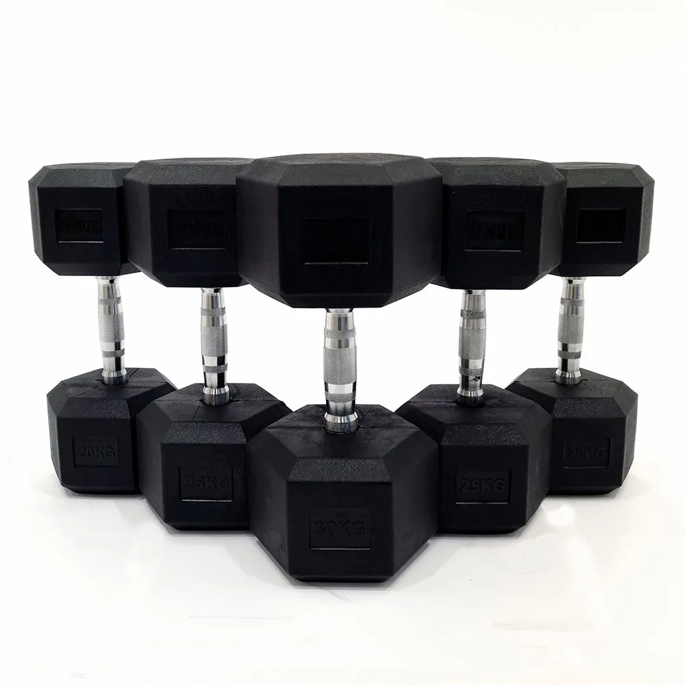 17.5KG PAIR HEAVY WEIGHT HEXAGONAL HEX DUMBELL SET WITH METAL HANDLES