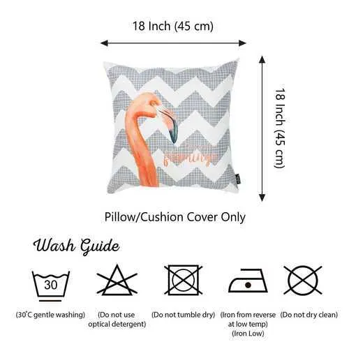 18"x 18" Gray Tropical Flamingo Decorative Throw Pillow Cover