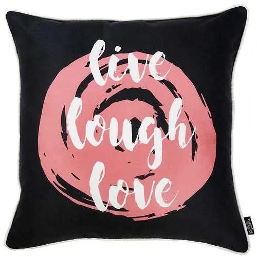 18"x 18" Tropical Live Laugh Love Decorative Throw Pillow Cover