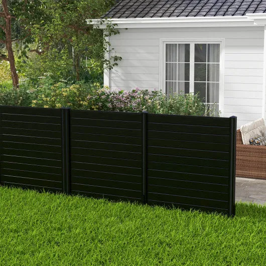 2-Pack Outdoor Picket Fence with 3 Cuspidal Foot Stakes-Black