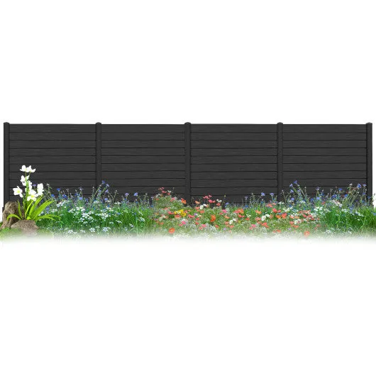 2-Pack Outdoor Picket Fence with 3 Cuspidal Foot Stakes-Black