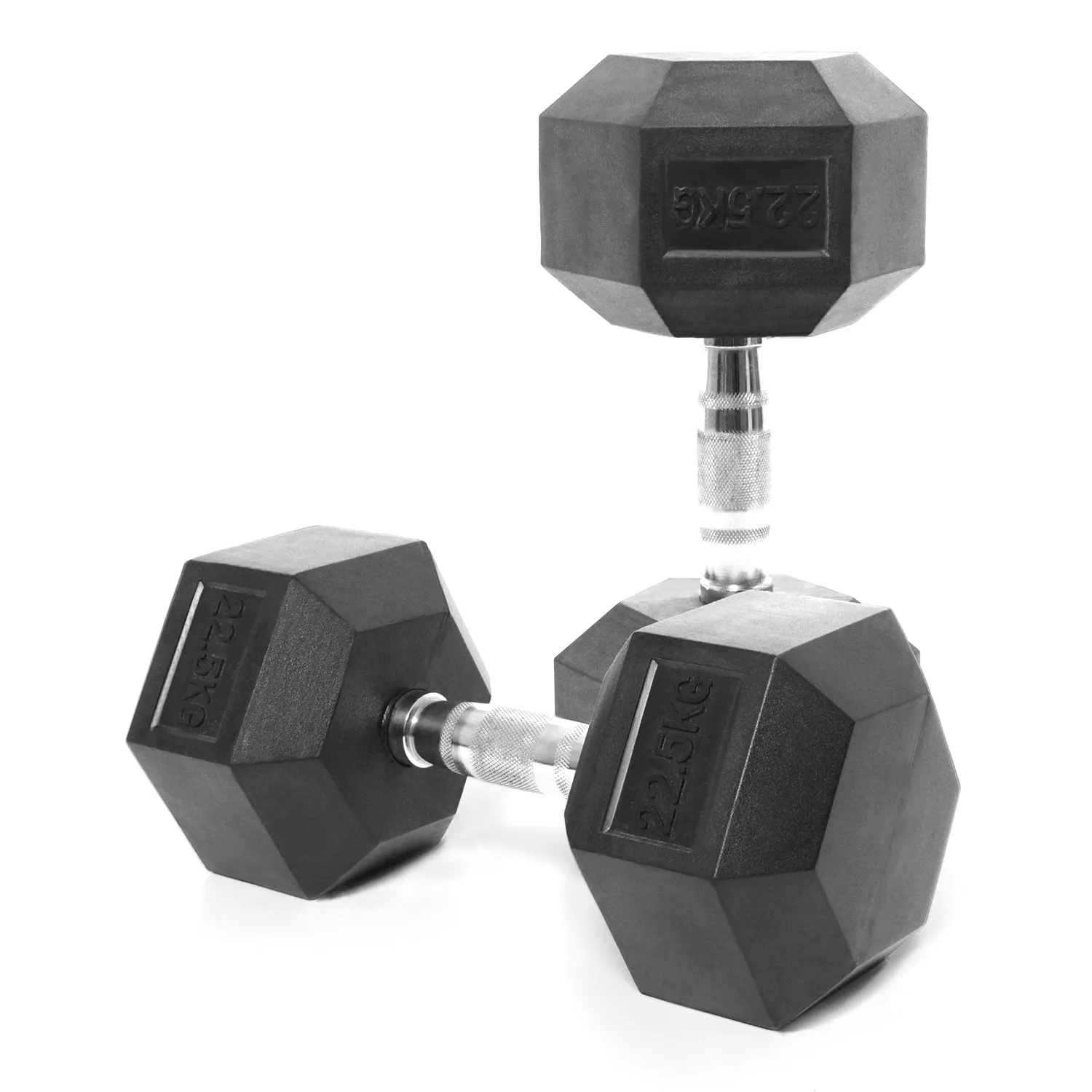 22.5KG PAIR HEAVY WEIGHT HEXAGONAL HEX DUMBELL SET WITH METAL HANDLES