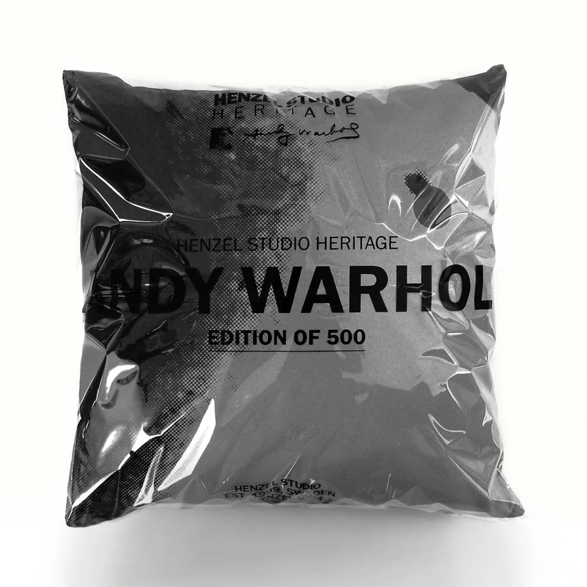 Andy Warhol Art Pillow in Black & Grey design by Henzel Studio