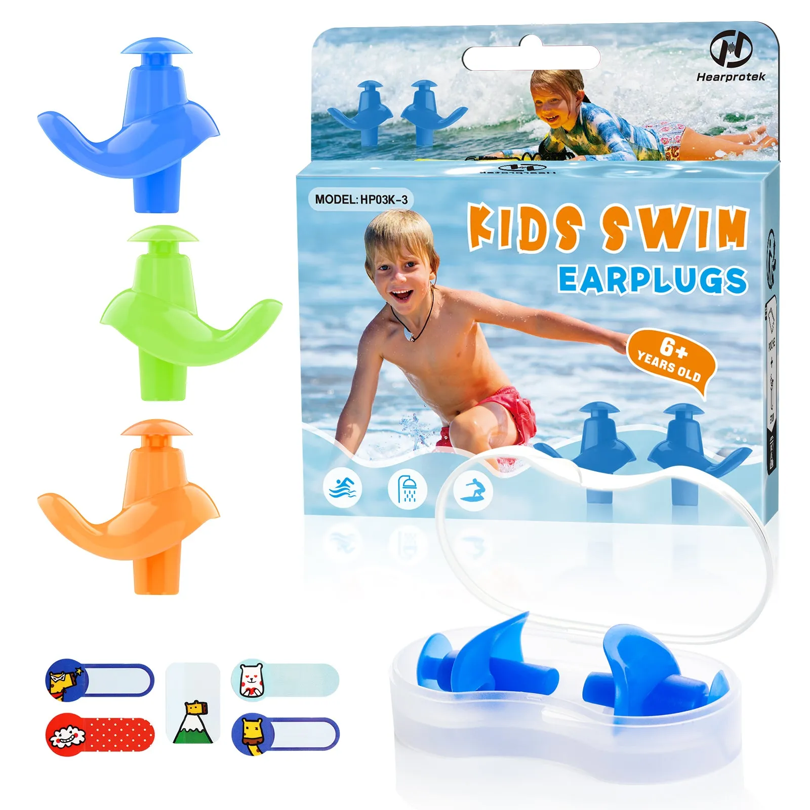 AquaResist Kids - Hearprotek 3 Pairs Waterproof Reusable Swimming Ear Plugs for Kids