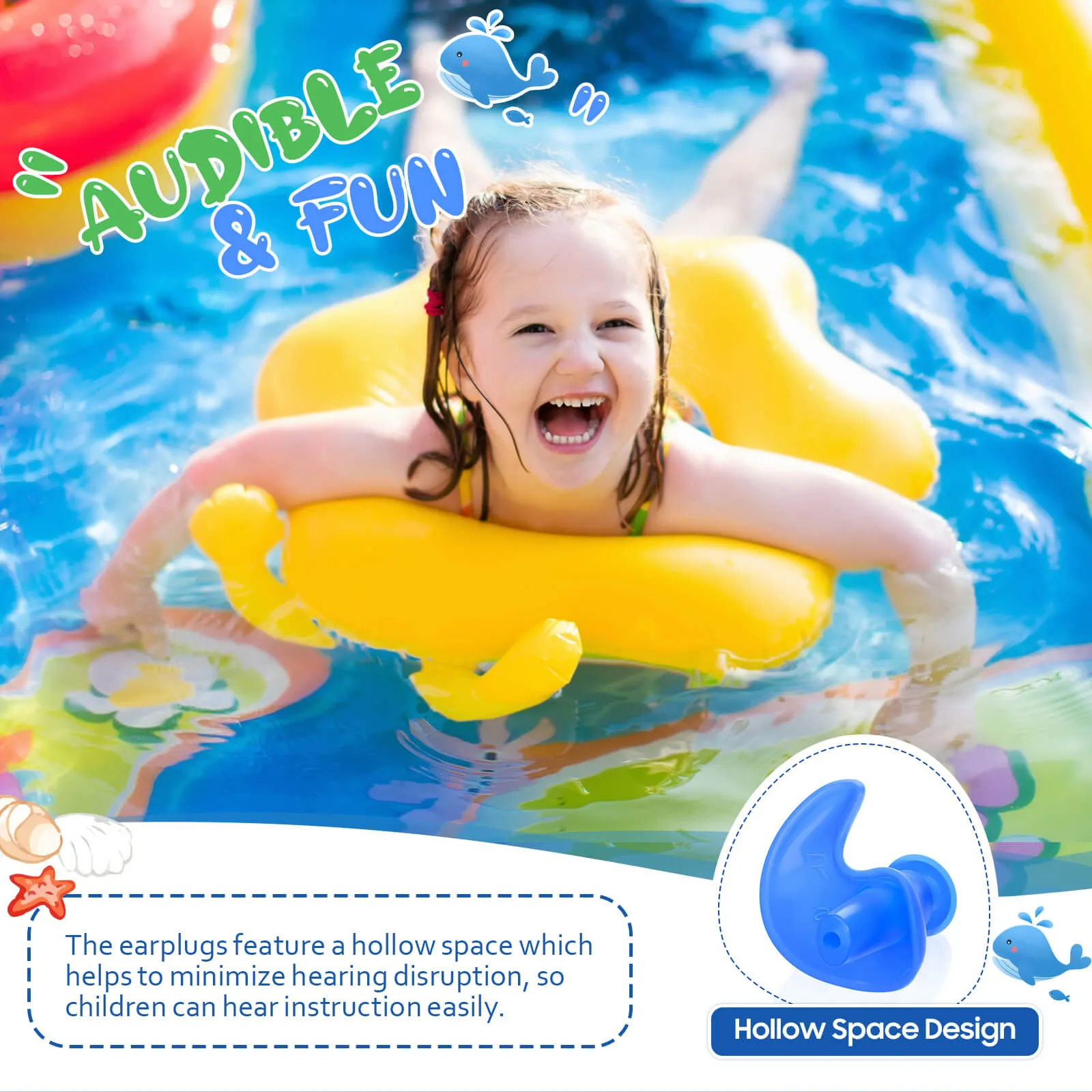 AquaResist Kids - Hearprotek 3 Pairs Waterproof Reusable Swimming Ear Plugs for Kids