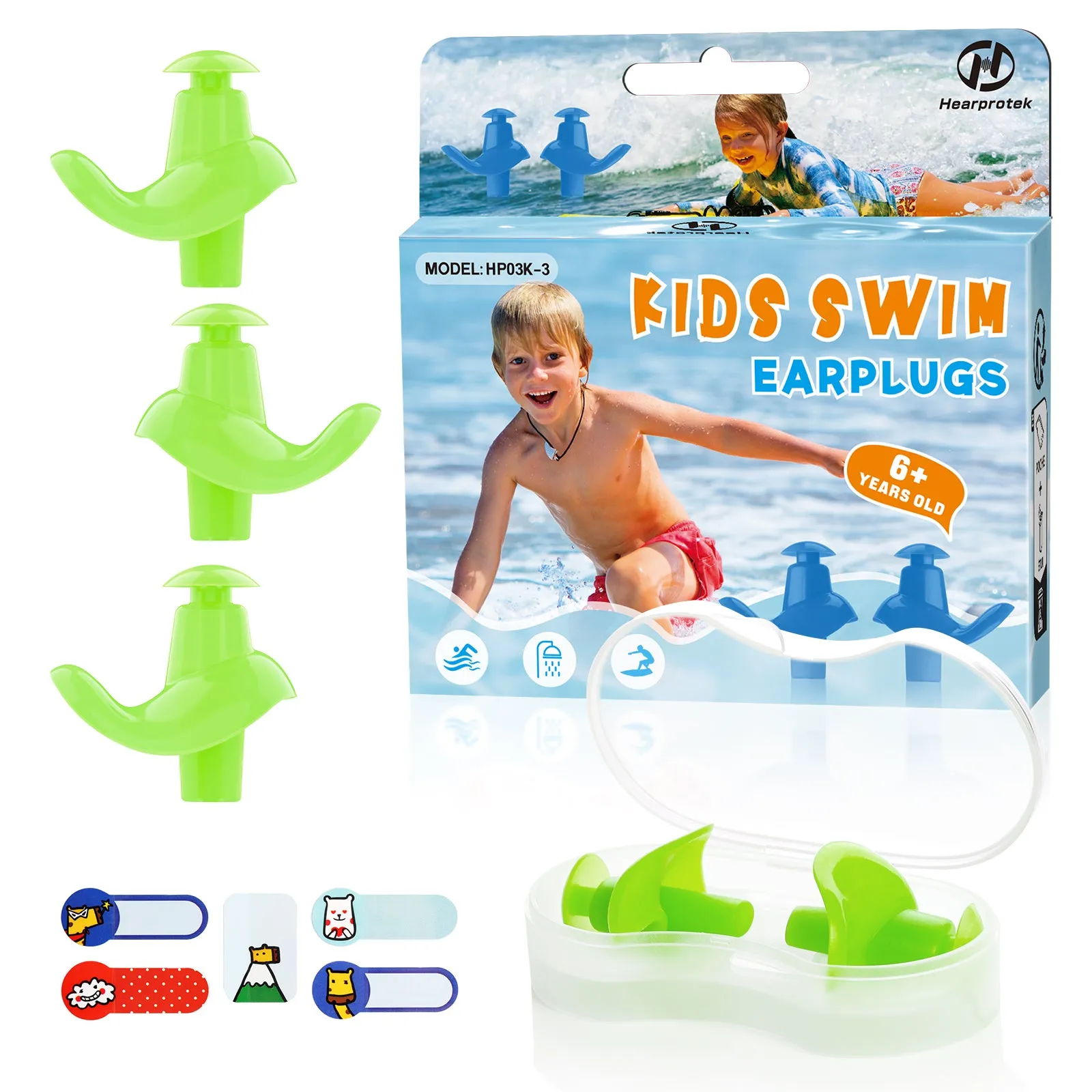 AquaResist Kids - Hearprotek 3 Pairs Waterproof Reusable Swimming Ear Plugs for Kids