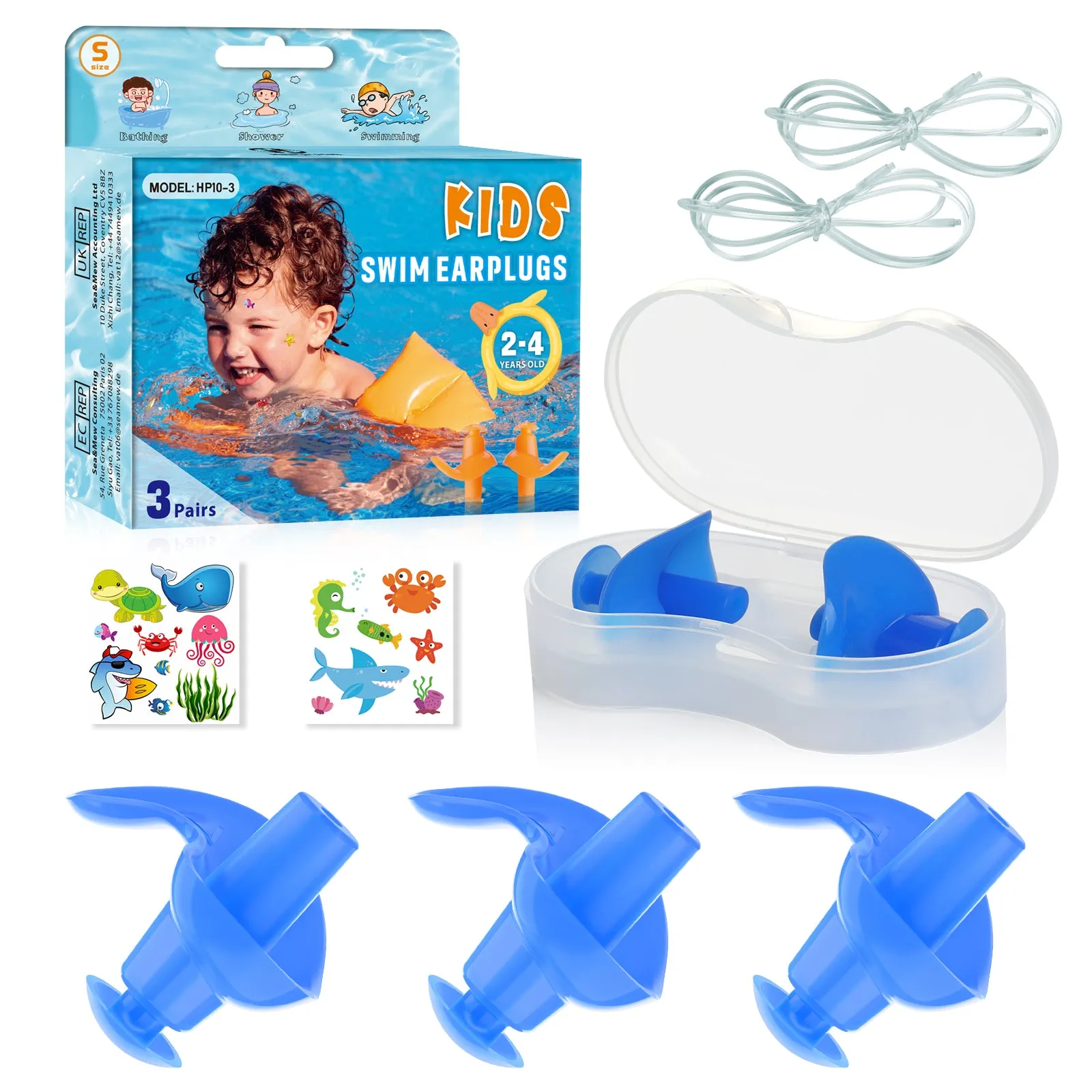 AquaResist Toddlers - Hearprotek 3 Pairs Silicone Waterproof Swimming Ear Plugs for Kids