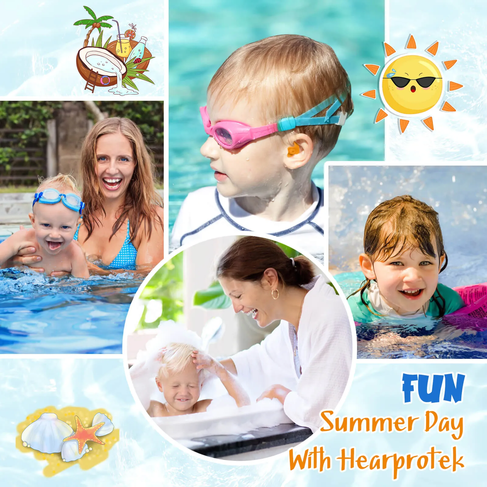 AquaResist Toddlers - Hearprotek 3 Pairs Silicone Waterproof Swimming Ear Plugs for Kids