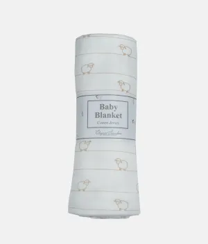 Baby Blanket  - Beige Sheep Stripes