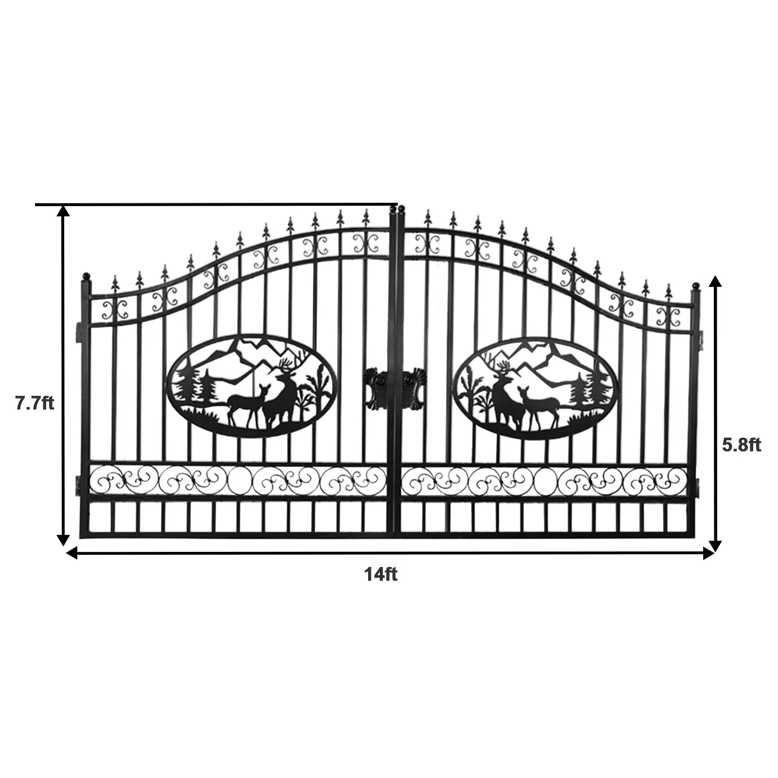 [BARGAIN]14ft Dual Swing Wrought Iron Gate for Driveway