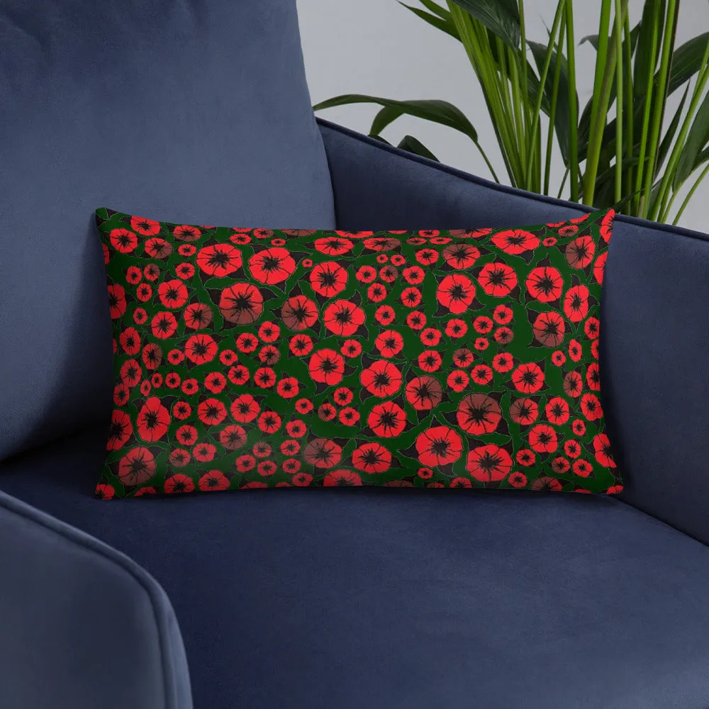 Bright Red Roses designer Basic Pillow by John A. Conroy