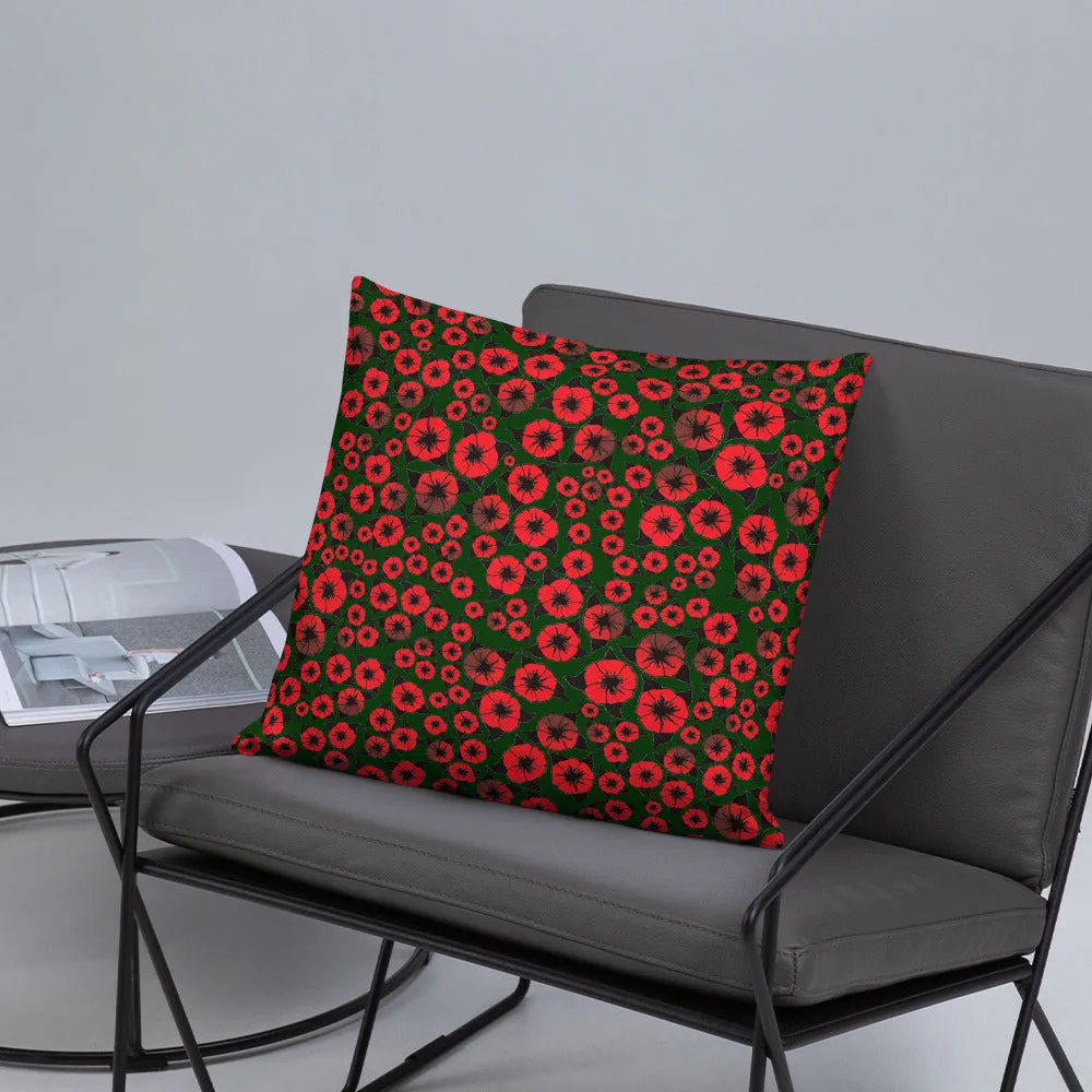 Bright Red Roses designer Basic Pillow by John A. Conroy