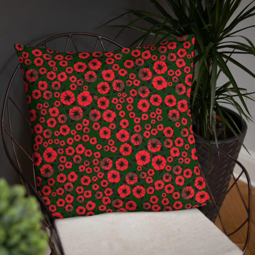 Bright Red Roses designer Basic Pillow by John A. Conroy