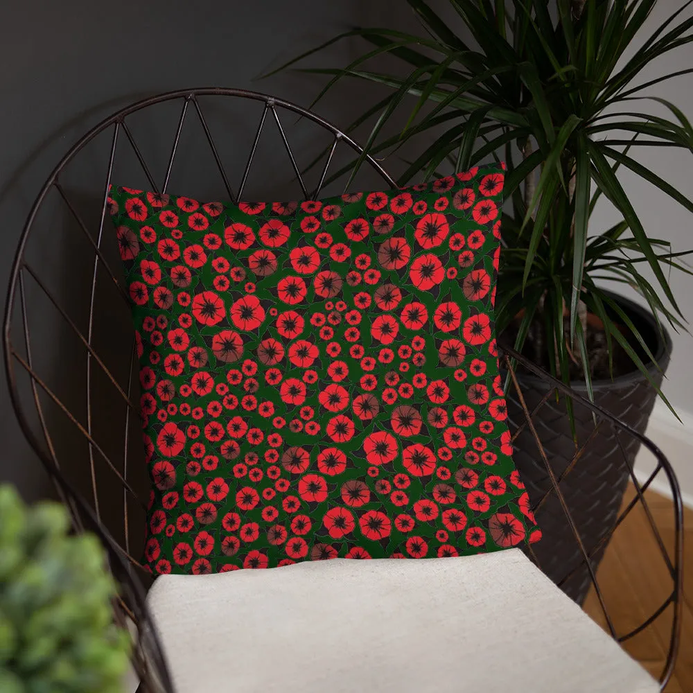 Bright Red Roses designer Basic Pillow by John A. Conroy