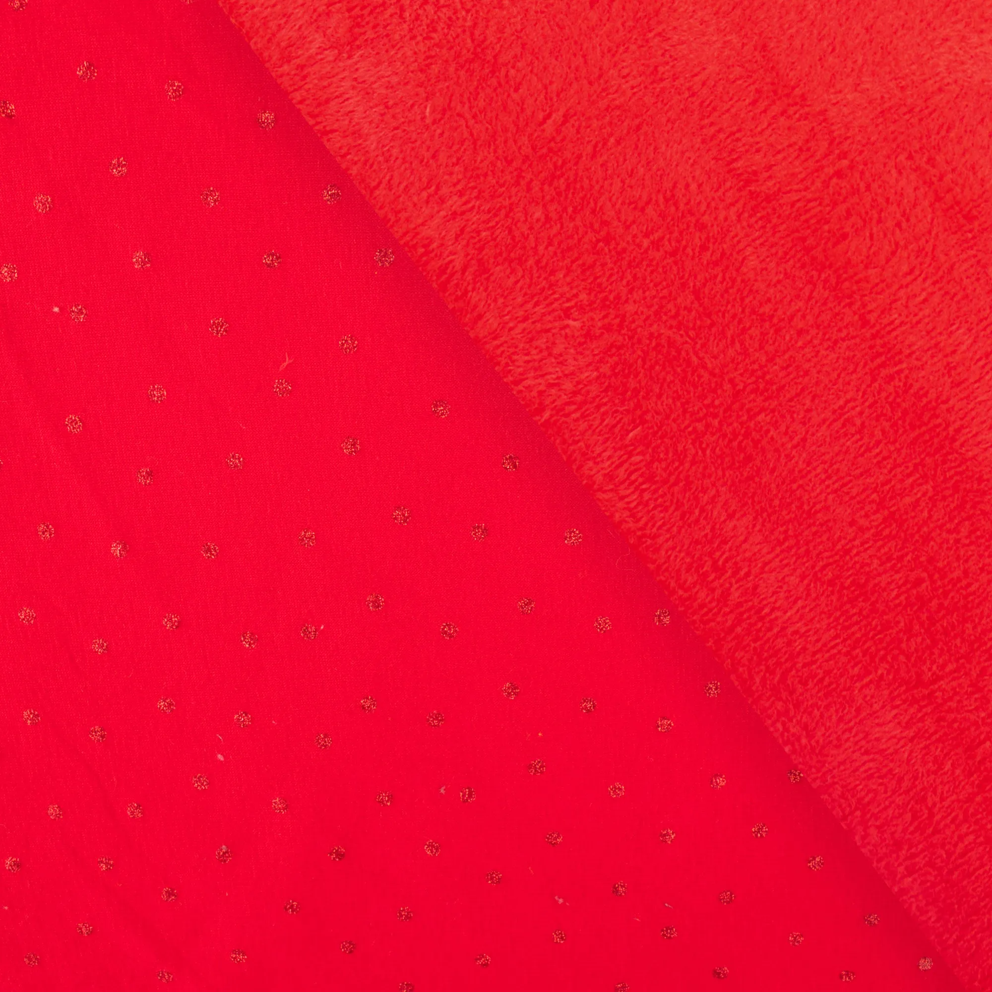 Chenille Fleece with Foil Drop - ALPINE - Red