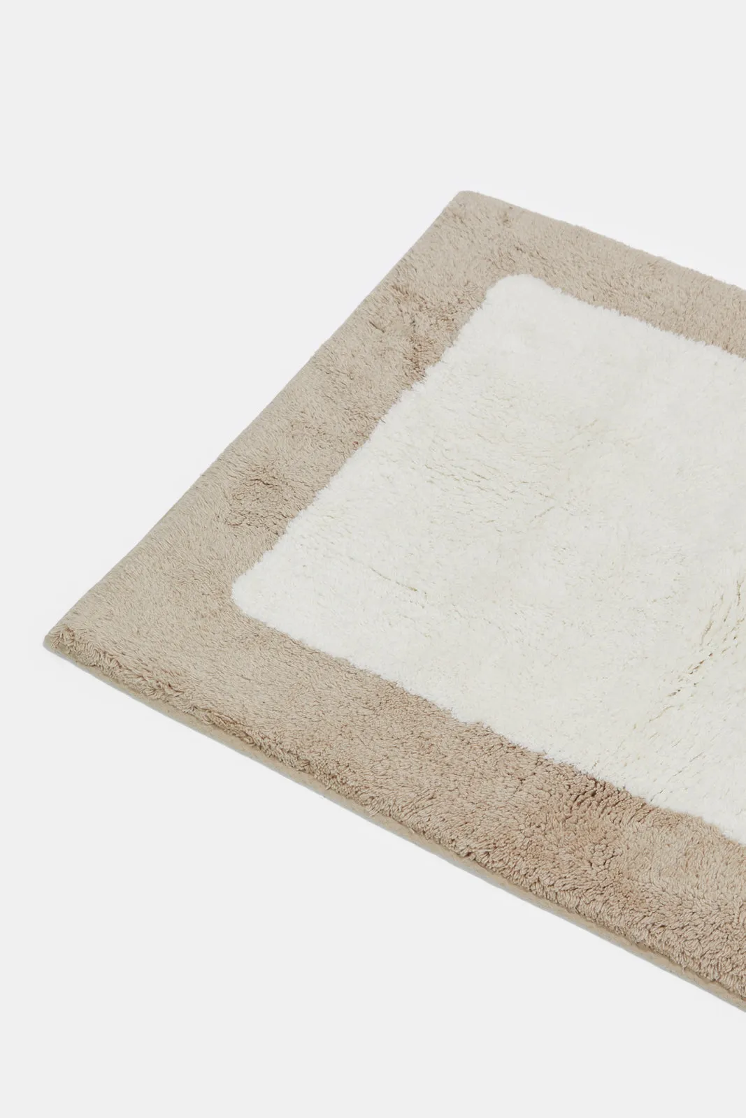 Cream Textured Bran Bathmat Set (2 Piece)