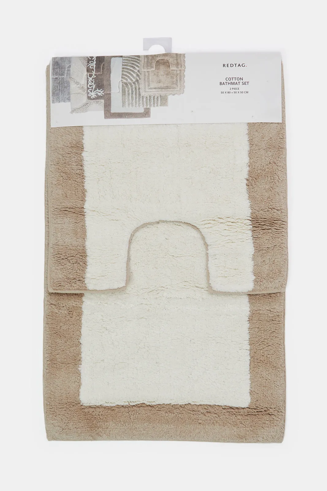 Cream Textured Bran Bathmat Set (2 Piece)