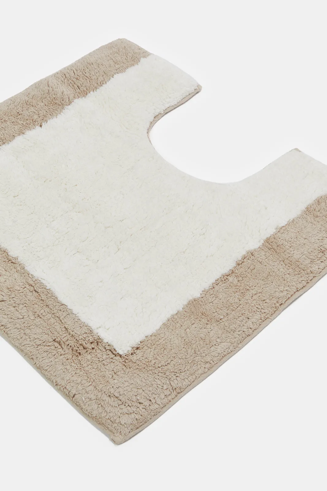 Cream Textured Bran Bathmat Set (2 Piece)