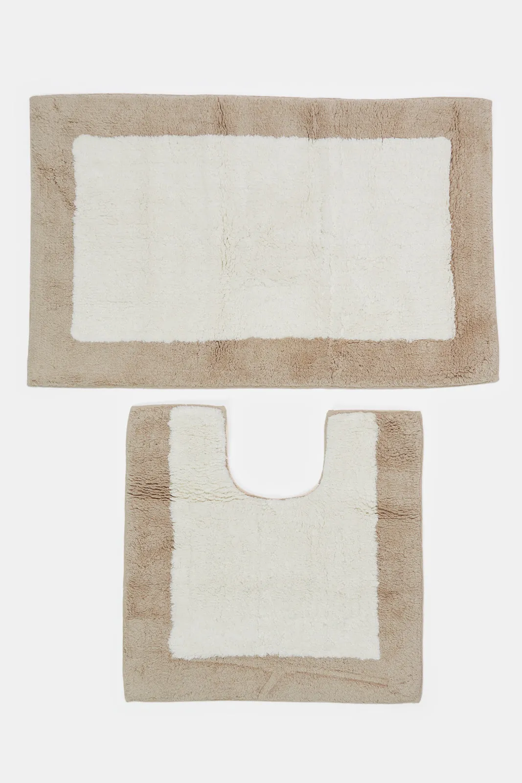 Cream Textured Bran Bathmat Set (2 Piece)