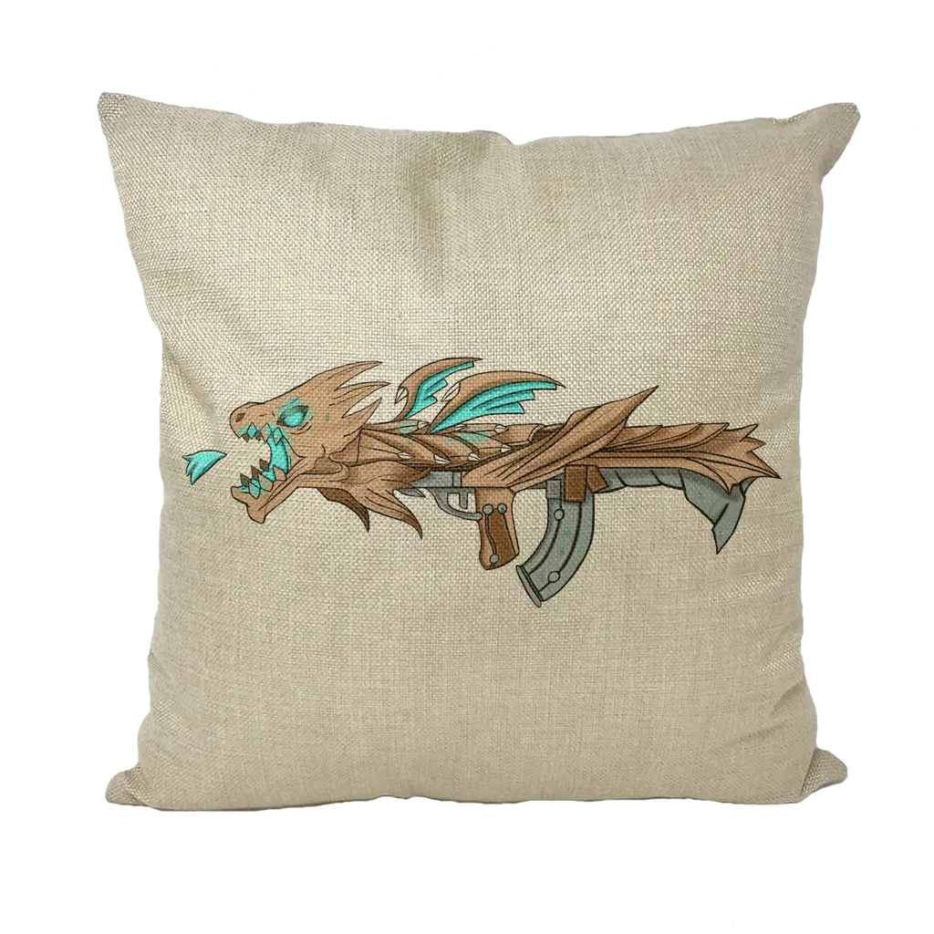 Dragon Gun Throw Pillows