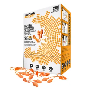 DuraDrive Orange Reusable Corded Triple-Flange Silicone Earplug with 25 dB NRR (200-Pair)