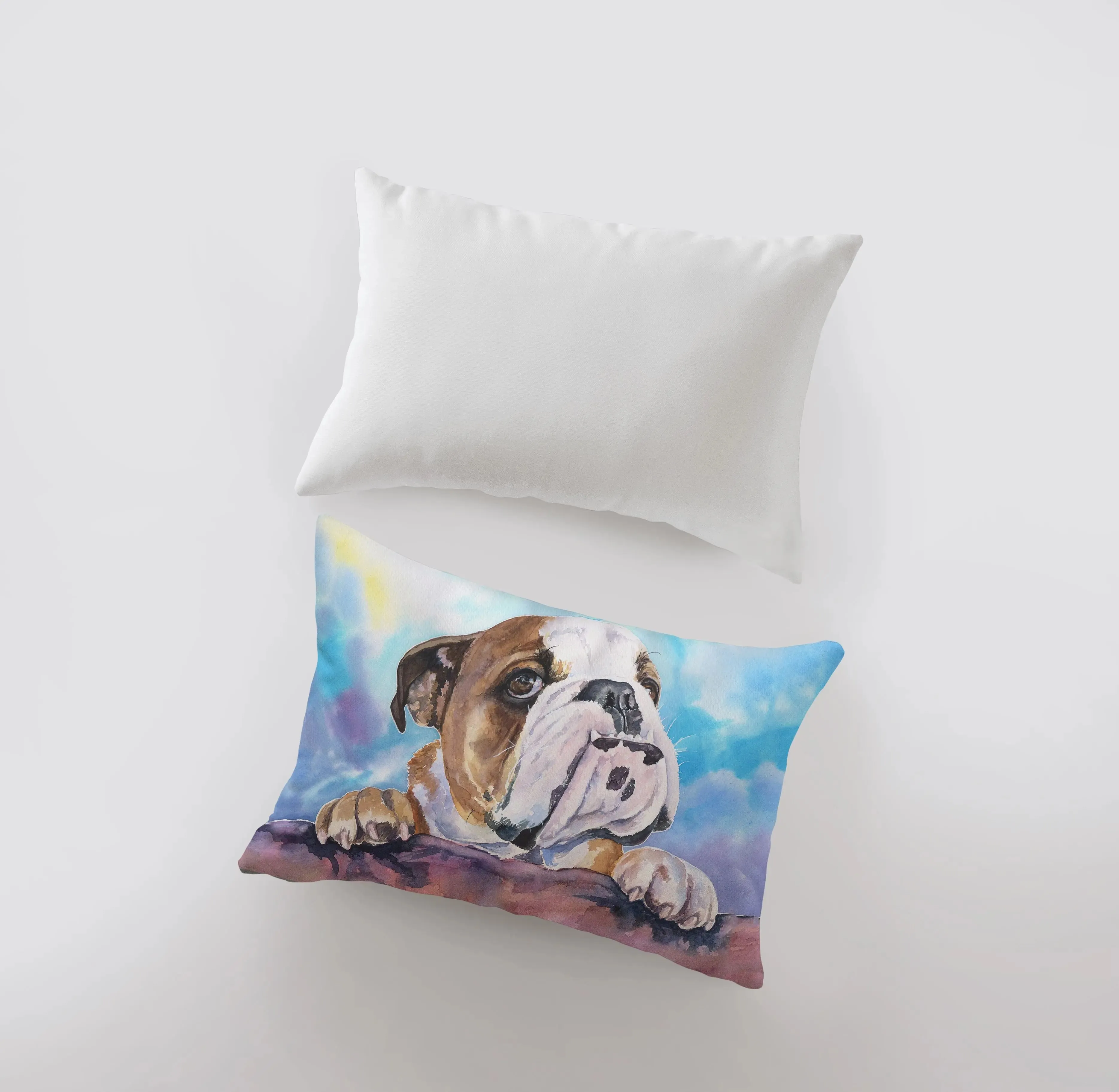 English Bulldog | Watercolor Blue Bulldog | 18x12 | Pillow Cover | Personalized Dog Pillow | Bulldog | Dog Lover Gift | Dog Mom Gift | Dog