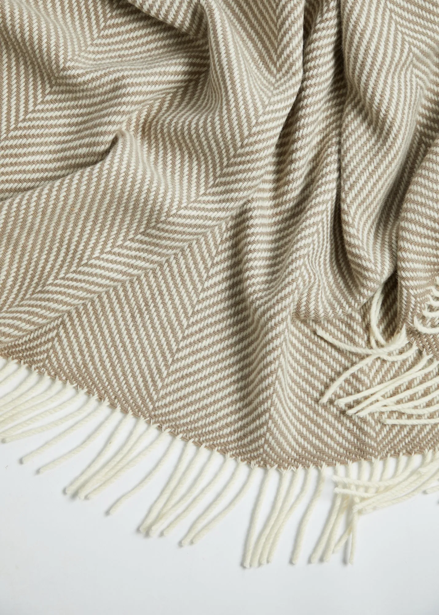 Foxford Merino Throw | Mink Herringbone