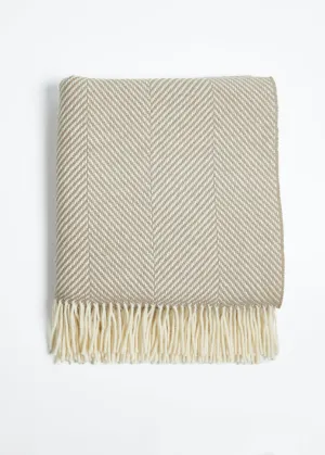 Foxford Merino Throw | Mink Herringbone