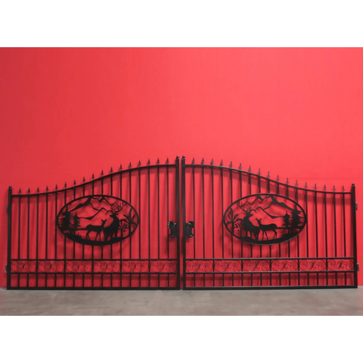 Greatbear Dual Swing Wrought Iron Gate for Driveway