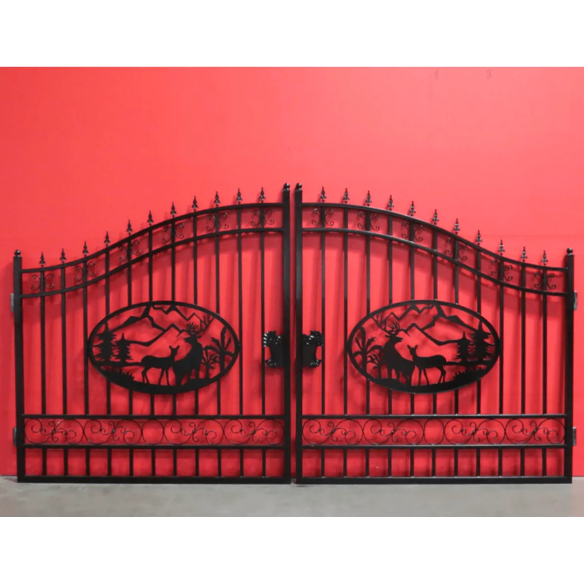 Greatbear Dual Swing Wrought Iron Gate for Driveway