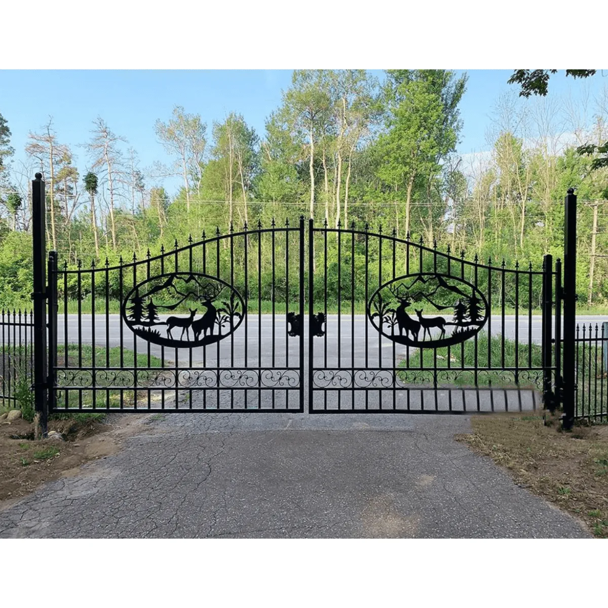 Greatbear Dual Swing Wrought Iron Gate for Driveway