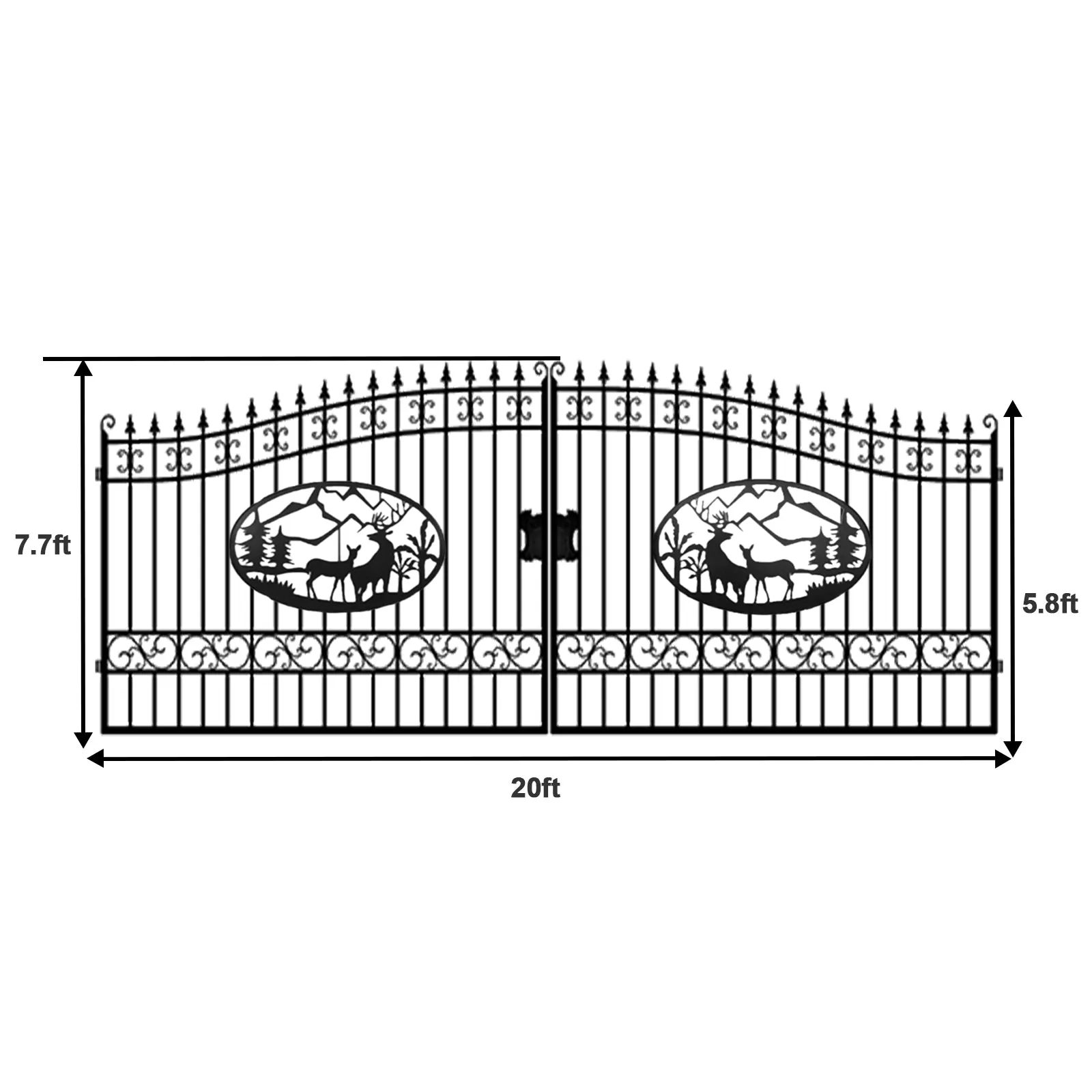 Greatbear Dual Swing Wrought Iron Gate for Driveway