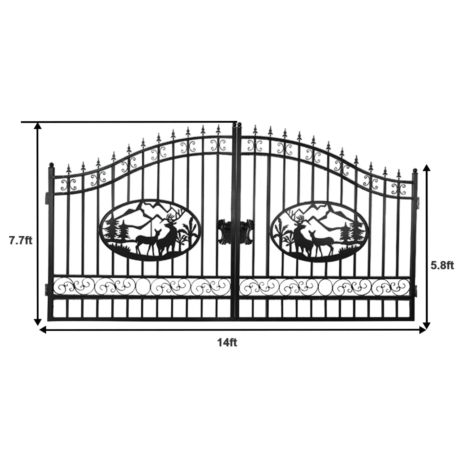 Greatbear Dual Swing Wrought Iron Gate for Driveway