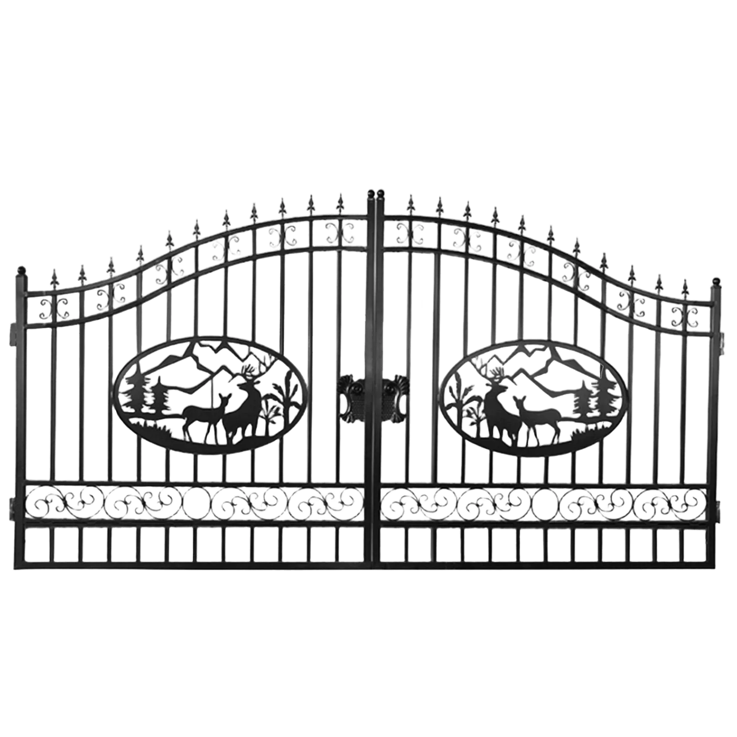 Greatbear Dual Swing Wrought Iron Gate for Driveway