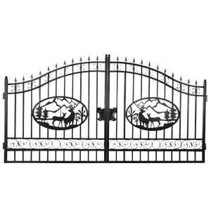 Greatbear Dual Swing Wrought Iron Gate for Driveway