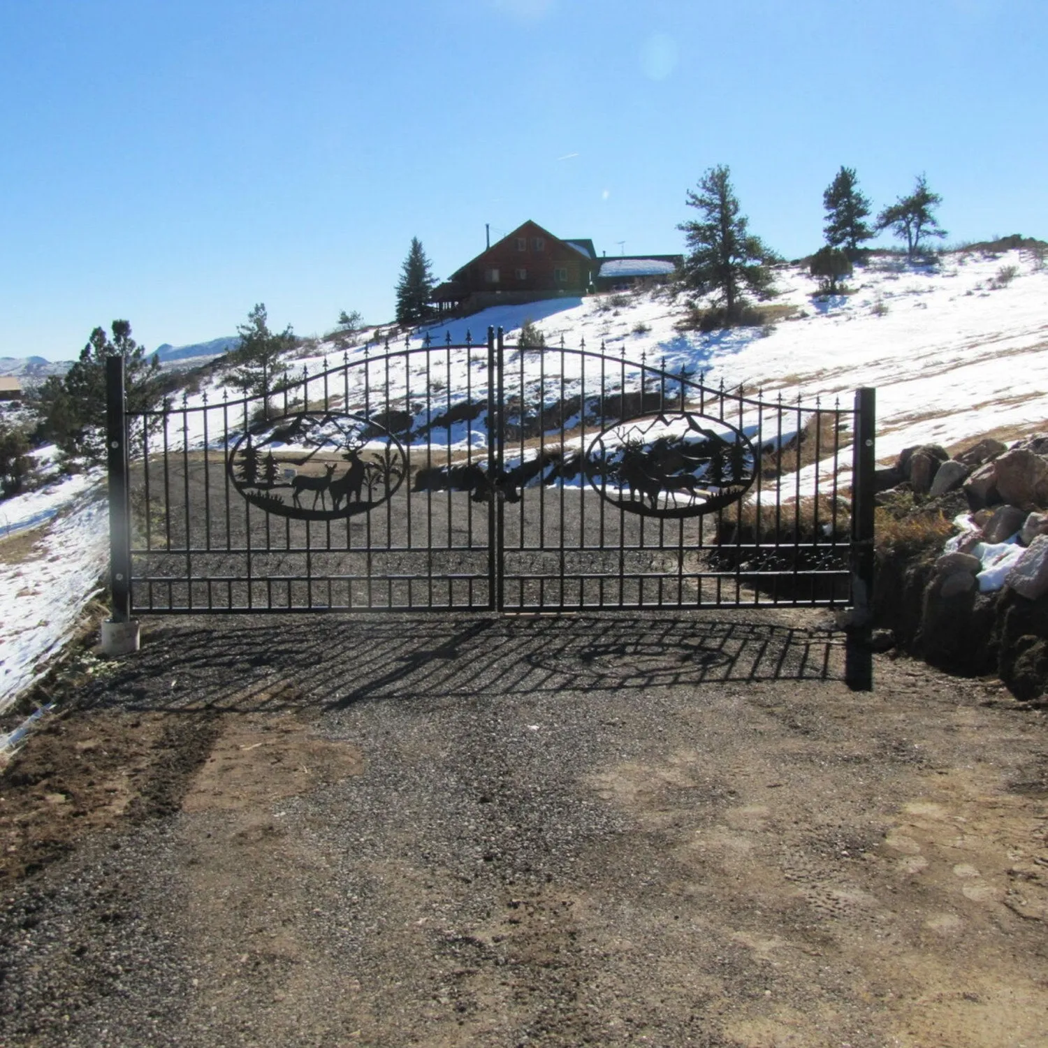 Greatbear Dual Swing Wrought Iron Gate for Driveway