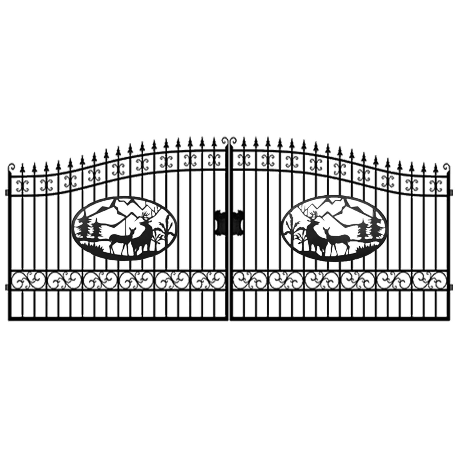 Greatbear Dual Swing Wrought Iron Gate for Driveway