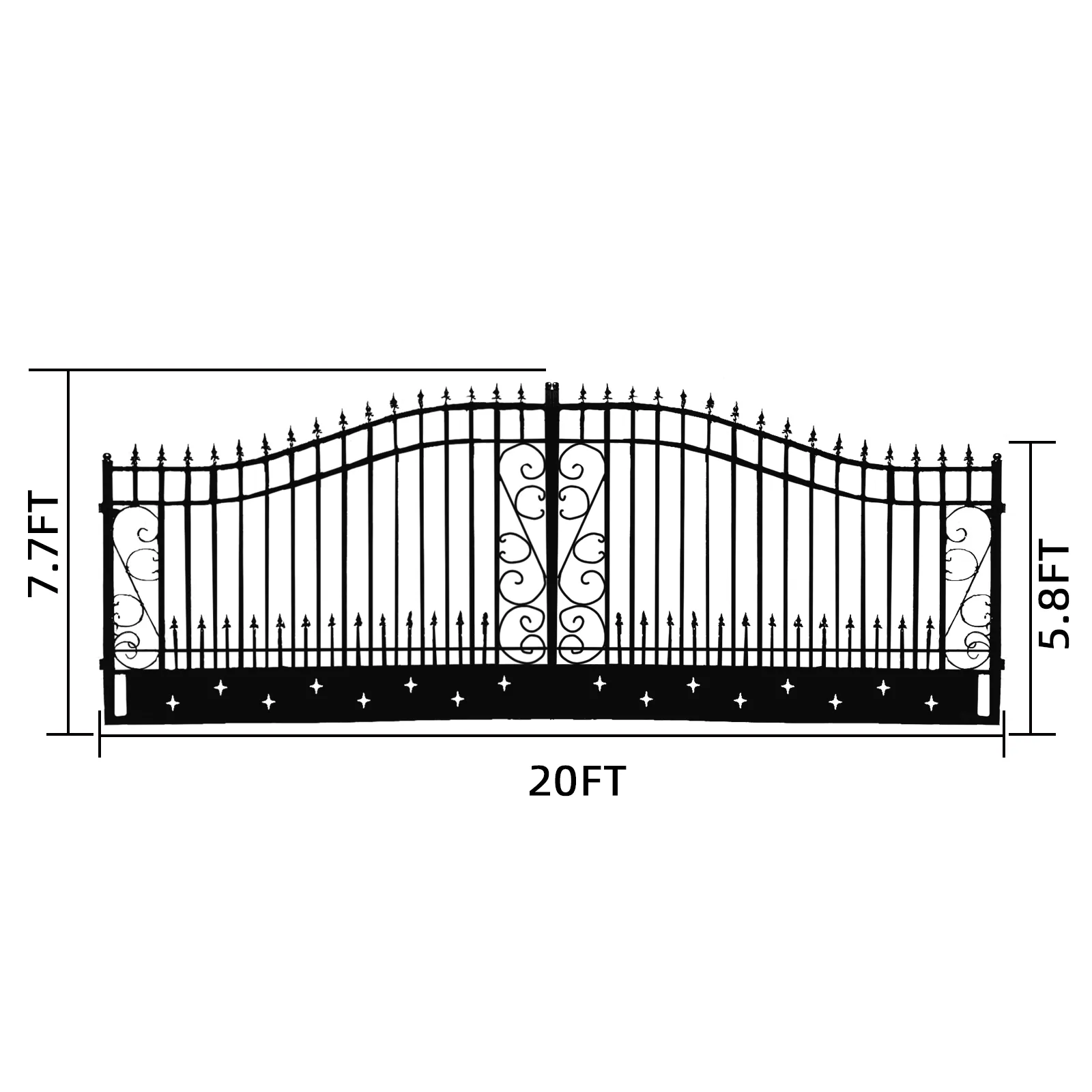 Greatbear Dual Swing Wrought Iron Gate for Driveway