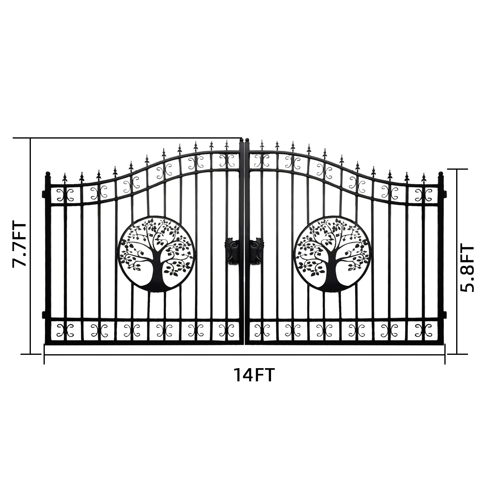 Greatbear Dual Swing Wrought Iron Gate for Driveway