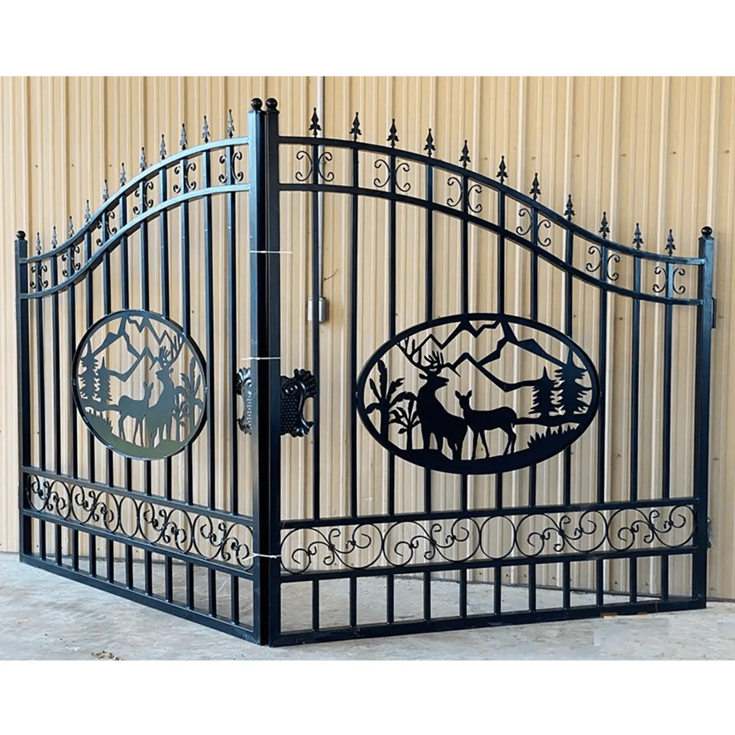 Greatbear Dual Swing Wrought Iron Gate for Driveway