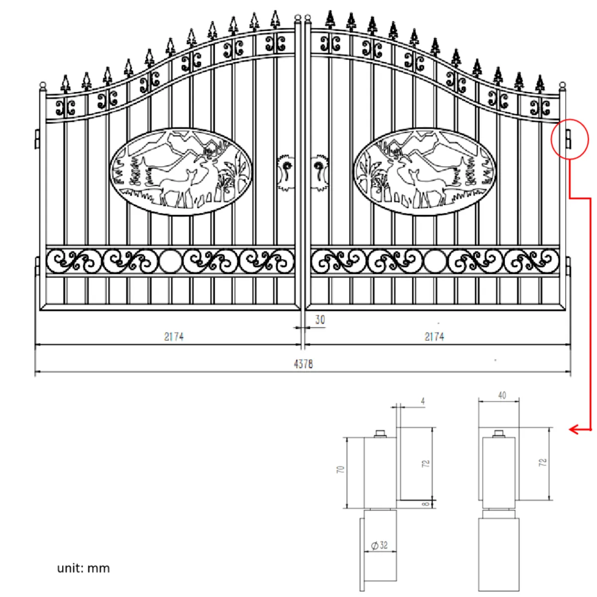 Greatbear Dual Swing Wrought Iron Gate for Driveway