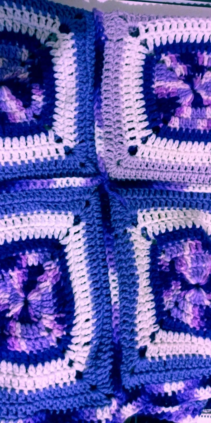 Handmade Granny Square of Light Purples and Whites Purples Lg. Baby Blanket Patchwork