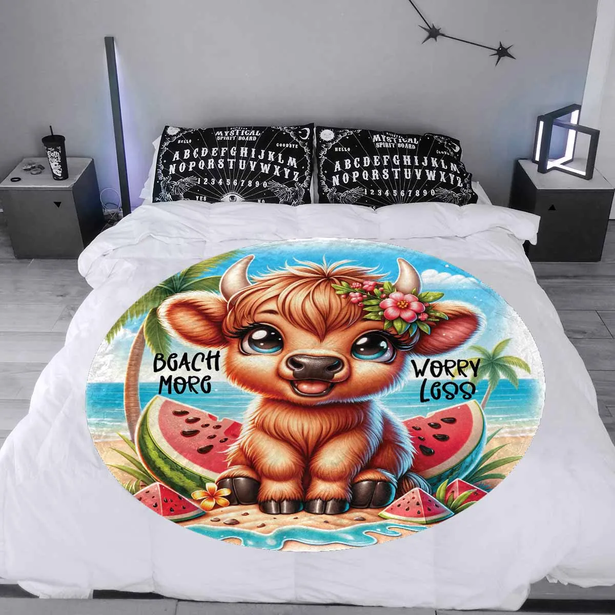 Highland Cow Awd35103  Circular Micro Fleece Blanket 60"