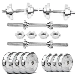 Home Gym Set | Alloy Steel Adjustable Dumbbell Set | Steel Dumbbell Plates | (20kg) | Dumbbells | Steel Weight Plates | Home Gym Equipments for Men (20kg Steel Dumbbell Set)