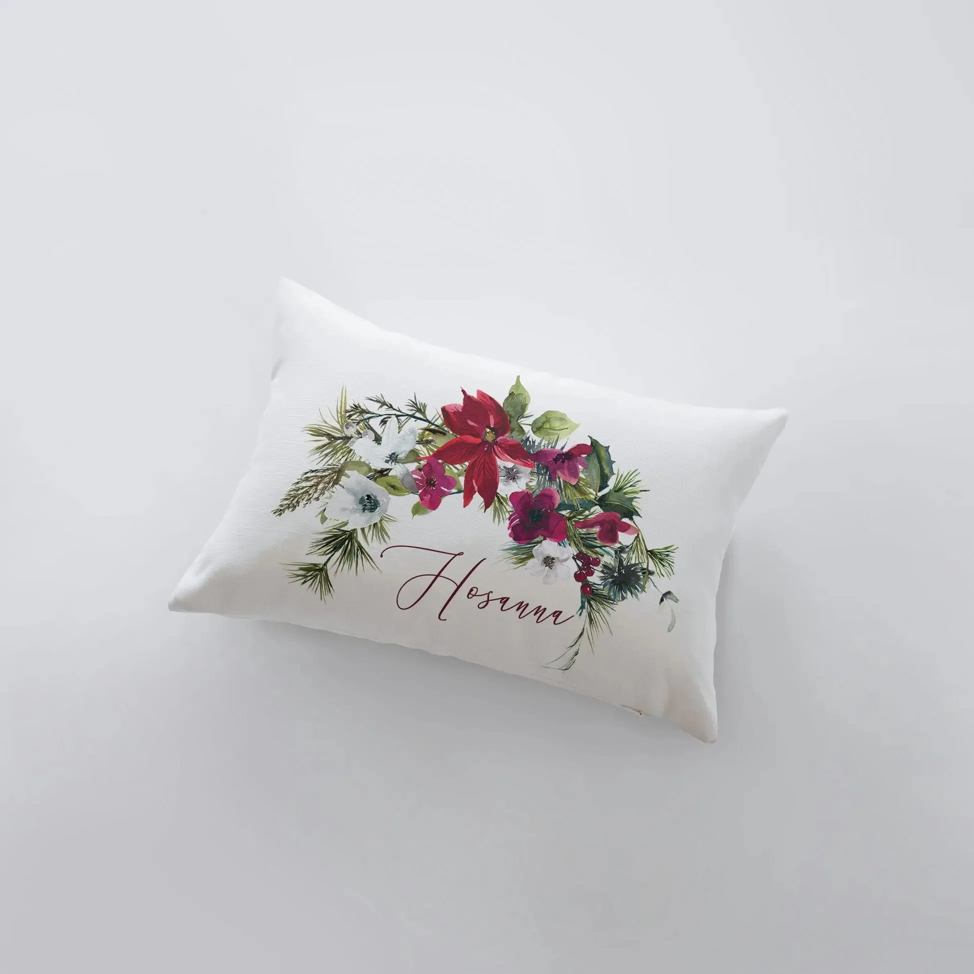 Hosanna Christmas Poinsettia Throw Pillow Cover | Christmas Pillowcase | 18x12 | Christmas tree | Christmas Gifts | Room Decor | Mom Gift