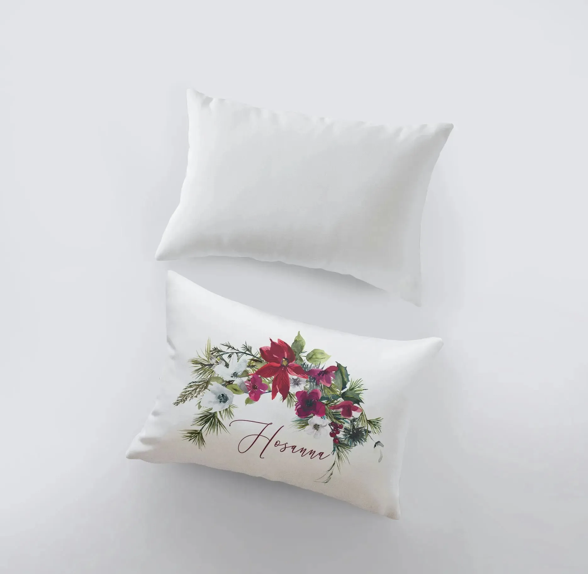 Hosanna Christmas Poinsettia Throw Pillow Cover | Christmas Pillowcase | 18x12 | Christmas tree | Christmas Gifts | Room Decor | Mom Gift