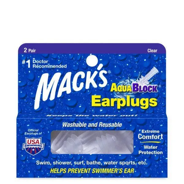 Mack's Aqua Block Silicone Earplugs - 2 Pair